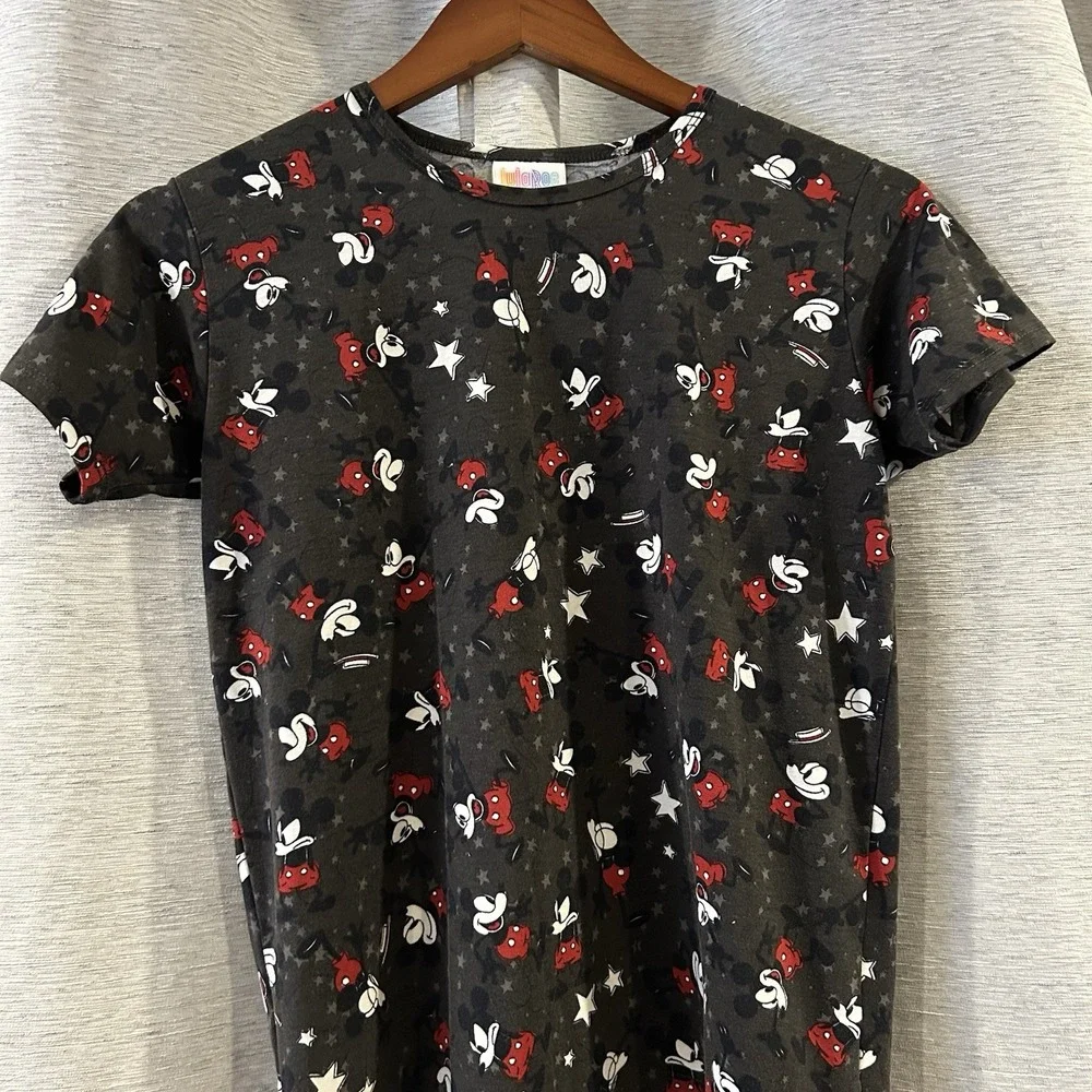 Lularoe Mickey Mouse Blue Shirt Kids Size 10 Stars Long Tunic Short‎ Sleeve